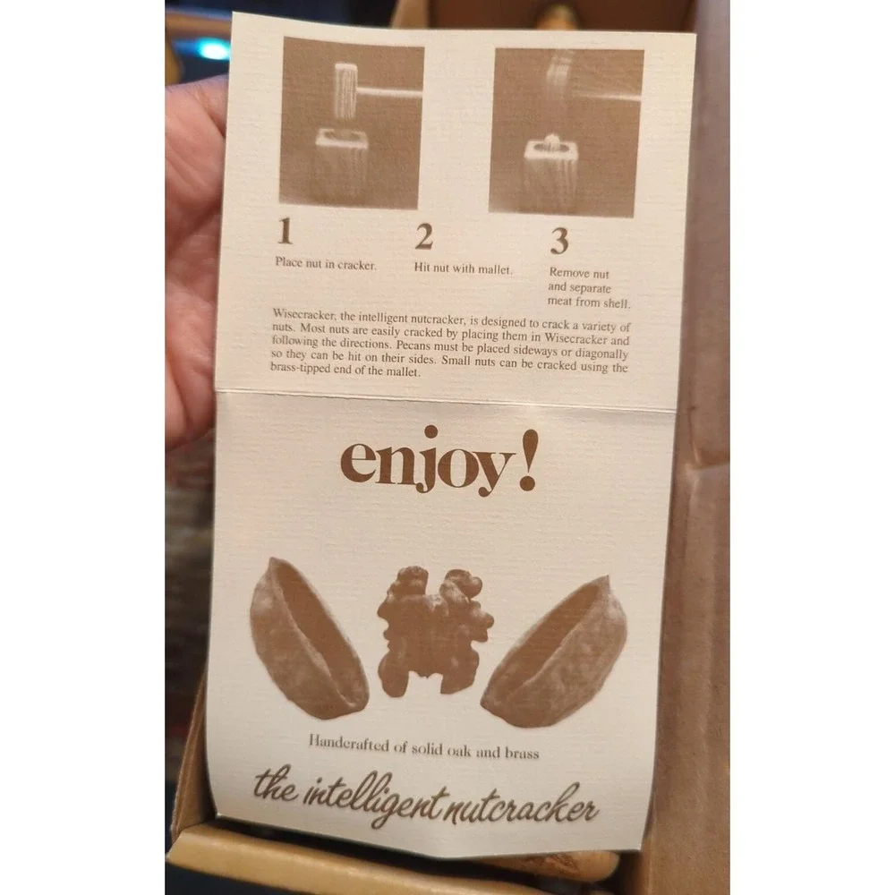 NOS Wise Cracker Nutcracker Handcrafted USA 1983 Mallet Brass Oak Wood Promotion